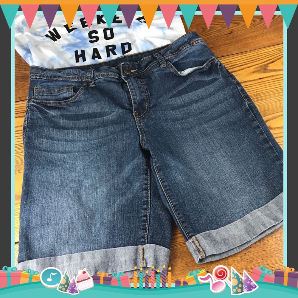 Faded Glory faded denim blue jeans shorts.